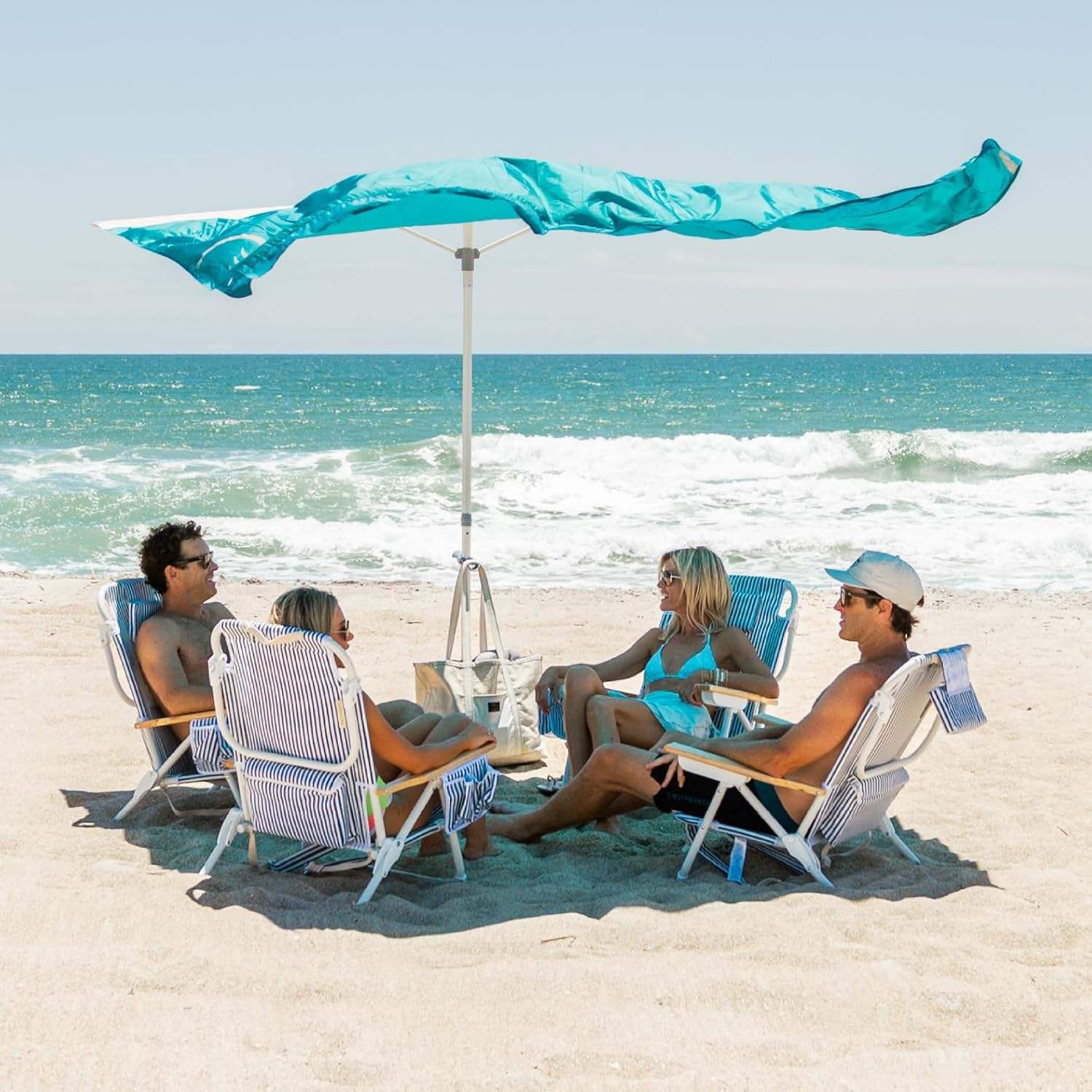 Ombrellone da spiaggia alimentato a vento unipolare da 8 x 8 piedi