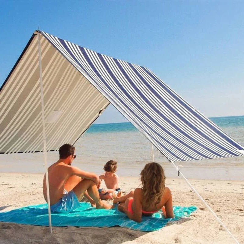 Ombrellone da spiaggia portatile personalizzato 330 x 180 cm con pali in alluminio