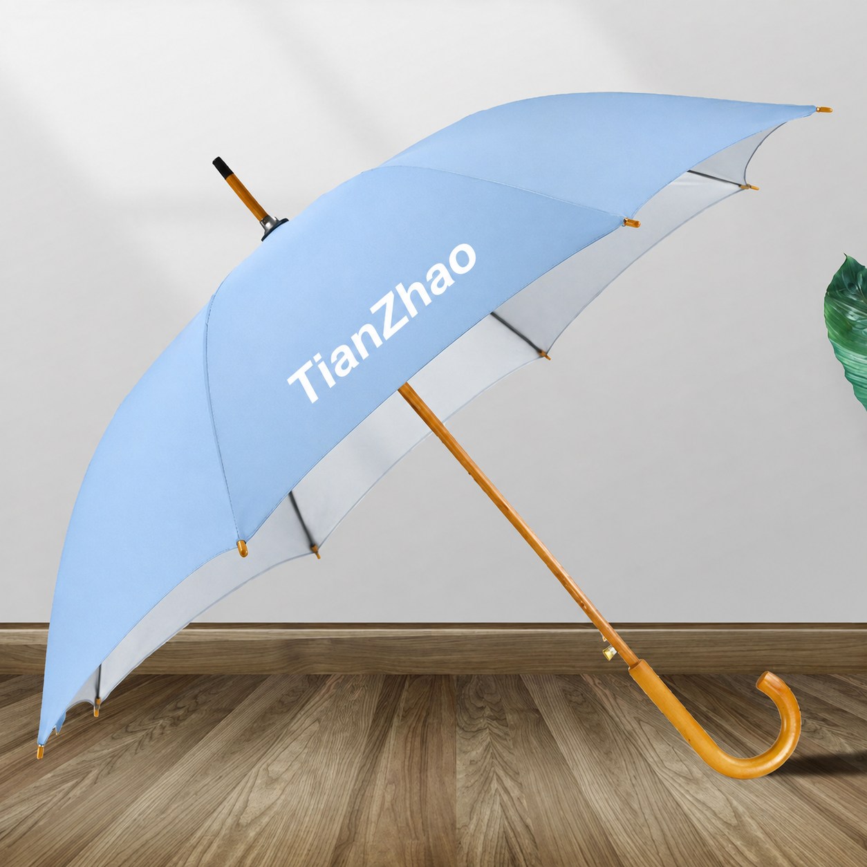 Ombrello da golf promozionale personalizzato a 8 stecche con manico in legno