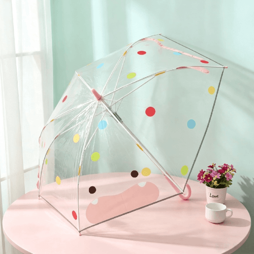 Simpatico ombrello trasparente per bambini con orecchie 3D