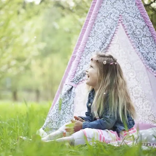 Tenda con stampa in cotone stile Wigwam indiano per bambini