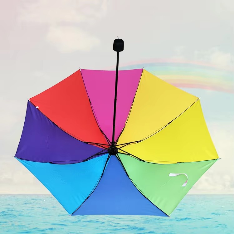 Ombrello arcobaleno portatile a 3 pieghe