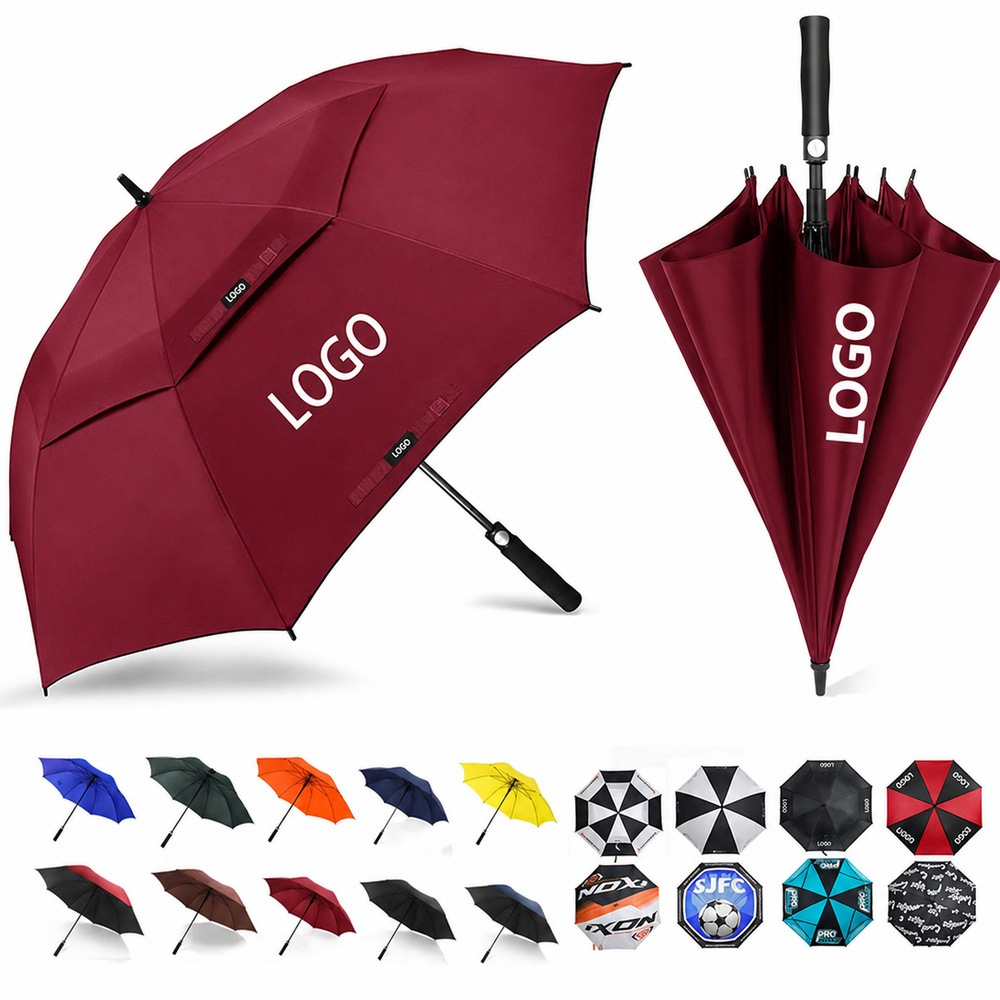 Ombrello da golf ventilato one-touch all'ingrosso con logo personalizzato