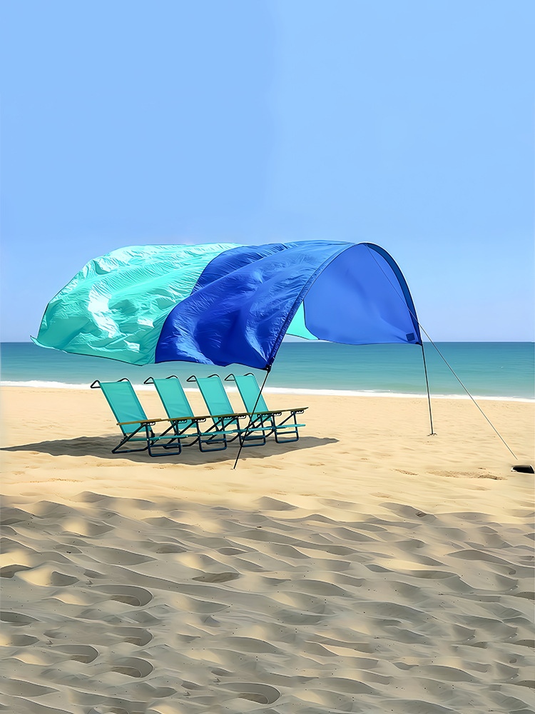Baldacchino per tenda da spiaggia ad apertura automatica alimentato dal vento